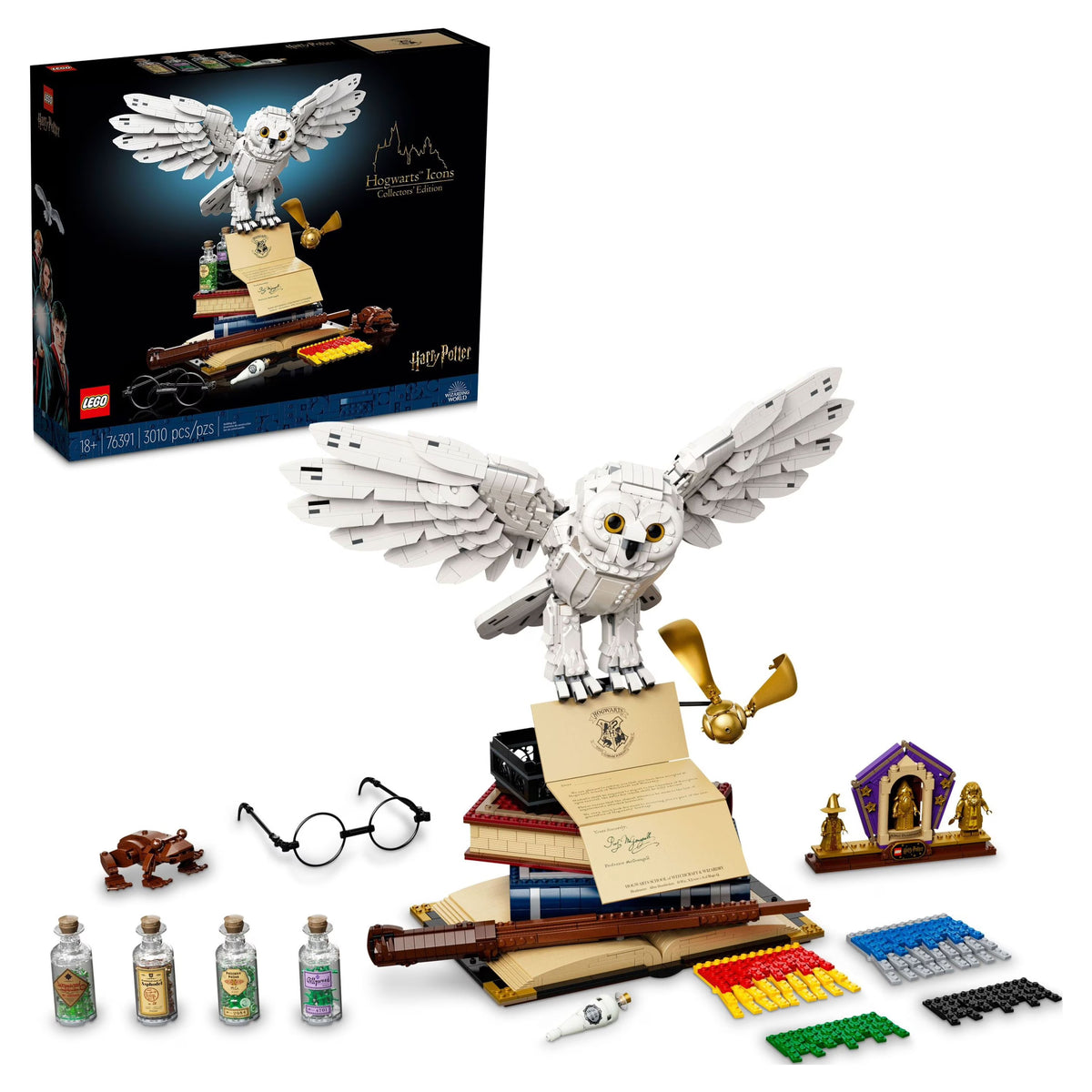LEGO Harry Potter Hogwarts Icons Collectors' Edition Hedwig Owl Model with 3 Exclusive Golden Minifigures F617