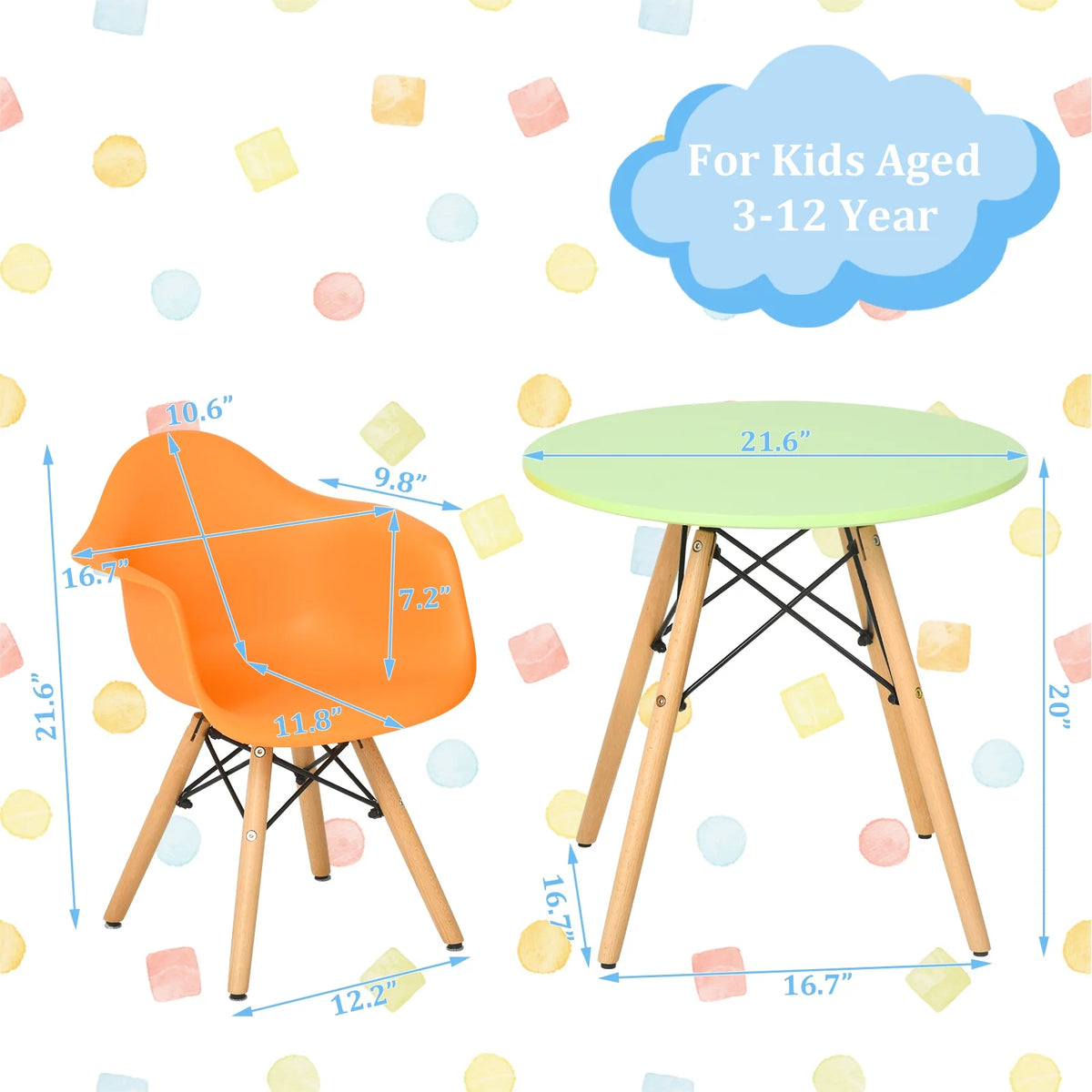 5-Piece Kids Dining Table & Chair Set with 4 Chairs U3821