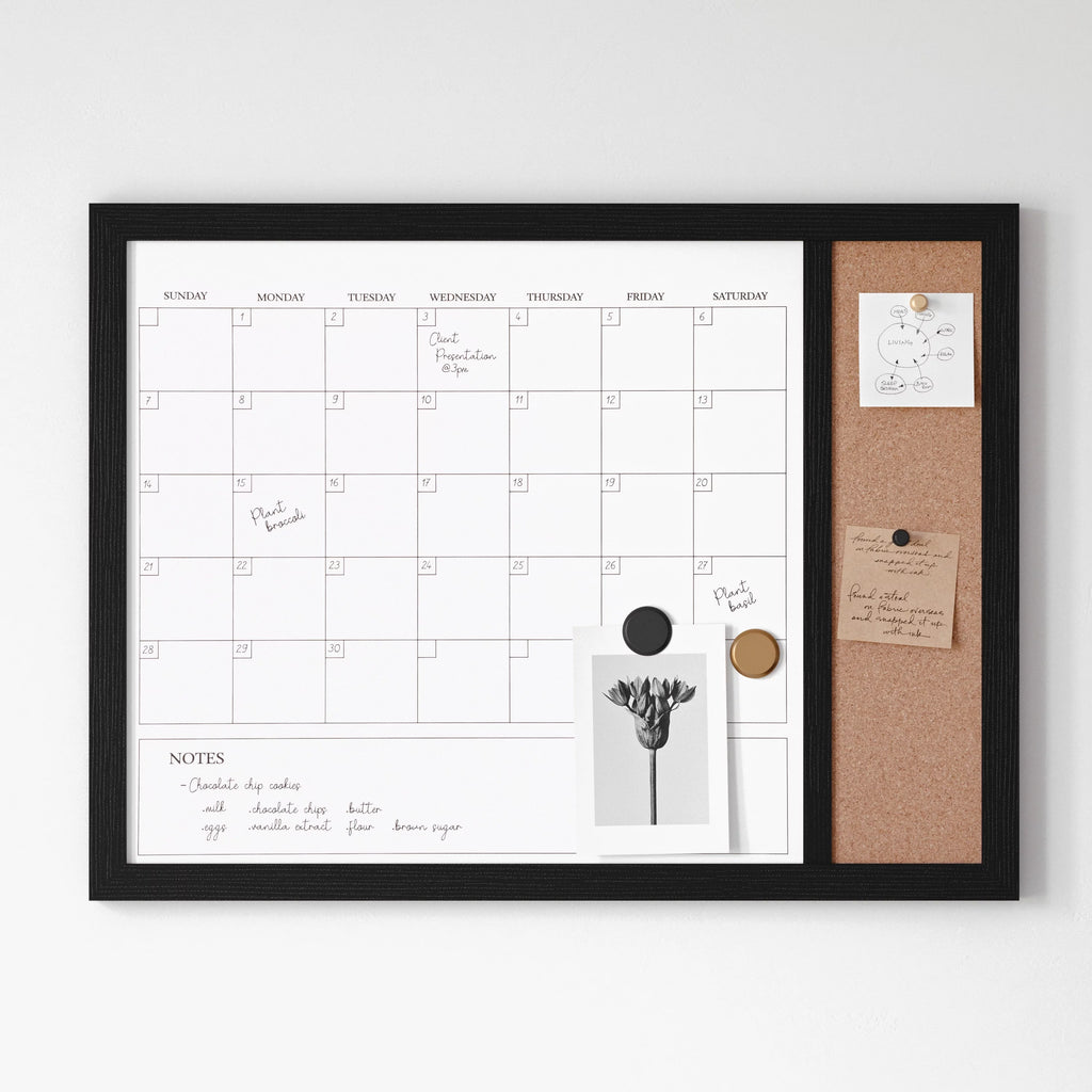 Magnetic Dry Erase Monthly Calendar and Cork Board Combo C916