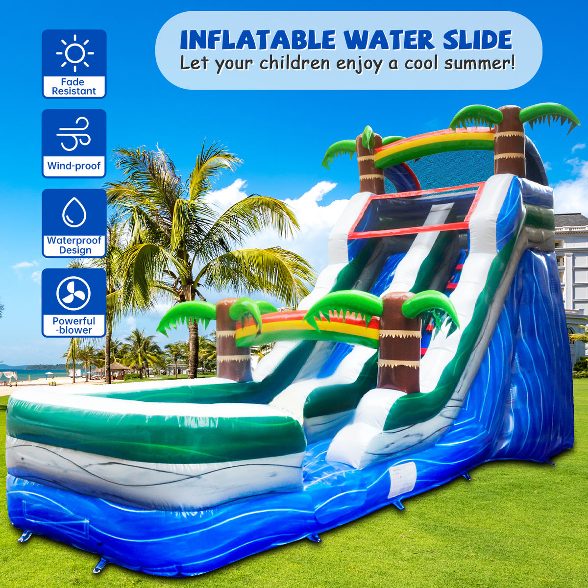 16 ft Inflatable Water Slide with Air Blower K4737