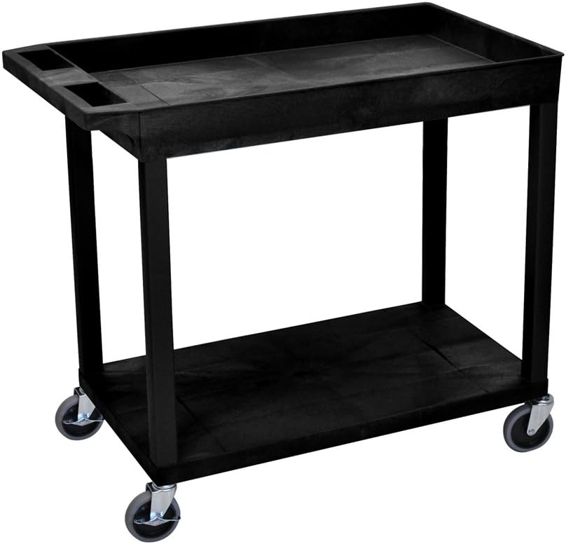 Black Multipurpose Utility Cart with 1 Tub and 1 Flat Shelf B58529