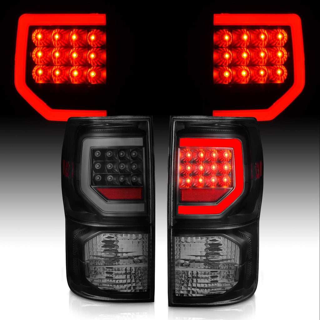 2007-2013 Toyota Tundra Pickup Crystal Black LED Taillights Pair M8717