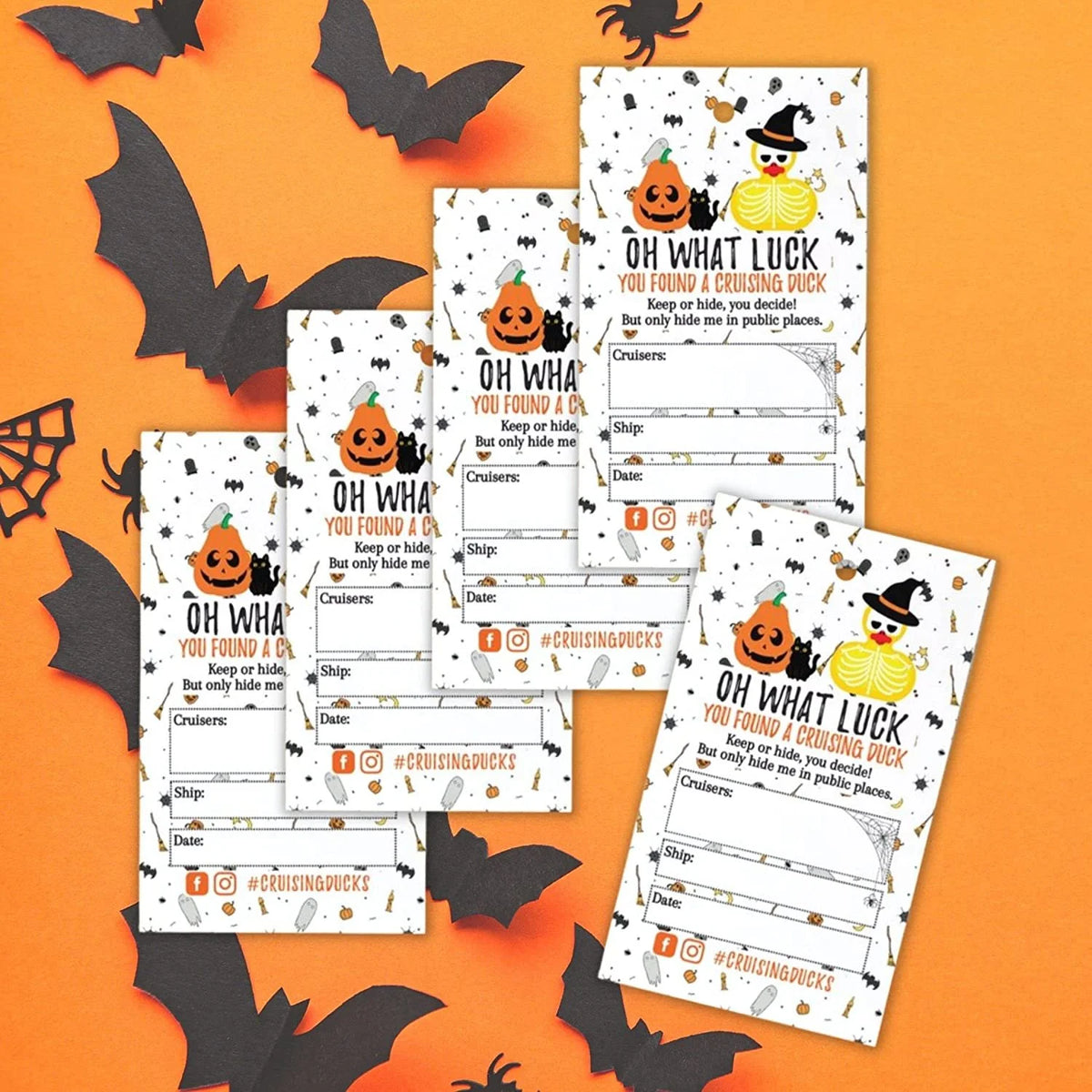 30 pk 2 x 3.25 Halloween Rubber Duck Hang Tags with Holes A372