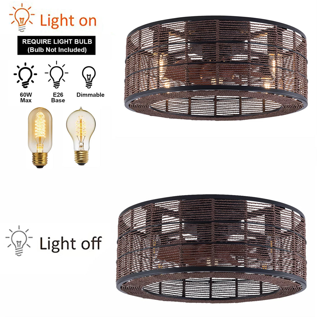 18.5 Inch Black Caged Ceiling Fan with Light H992432