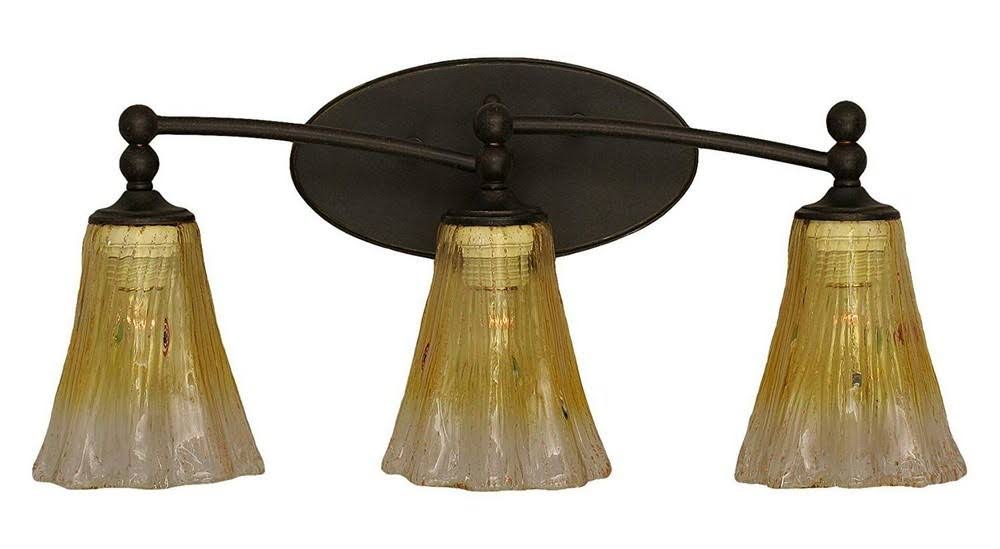 Three Light Bath Bar Dark Granite Finish with Gold Champagne Crystal Glass R89794