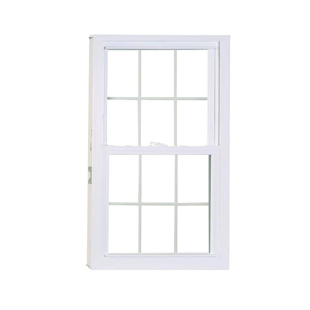 27.75 in. x 53.25 in. Double Hung White Vinyl Window with Grilles J820