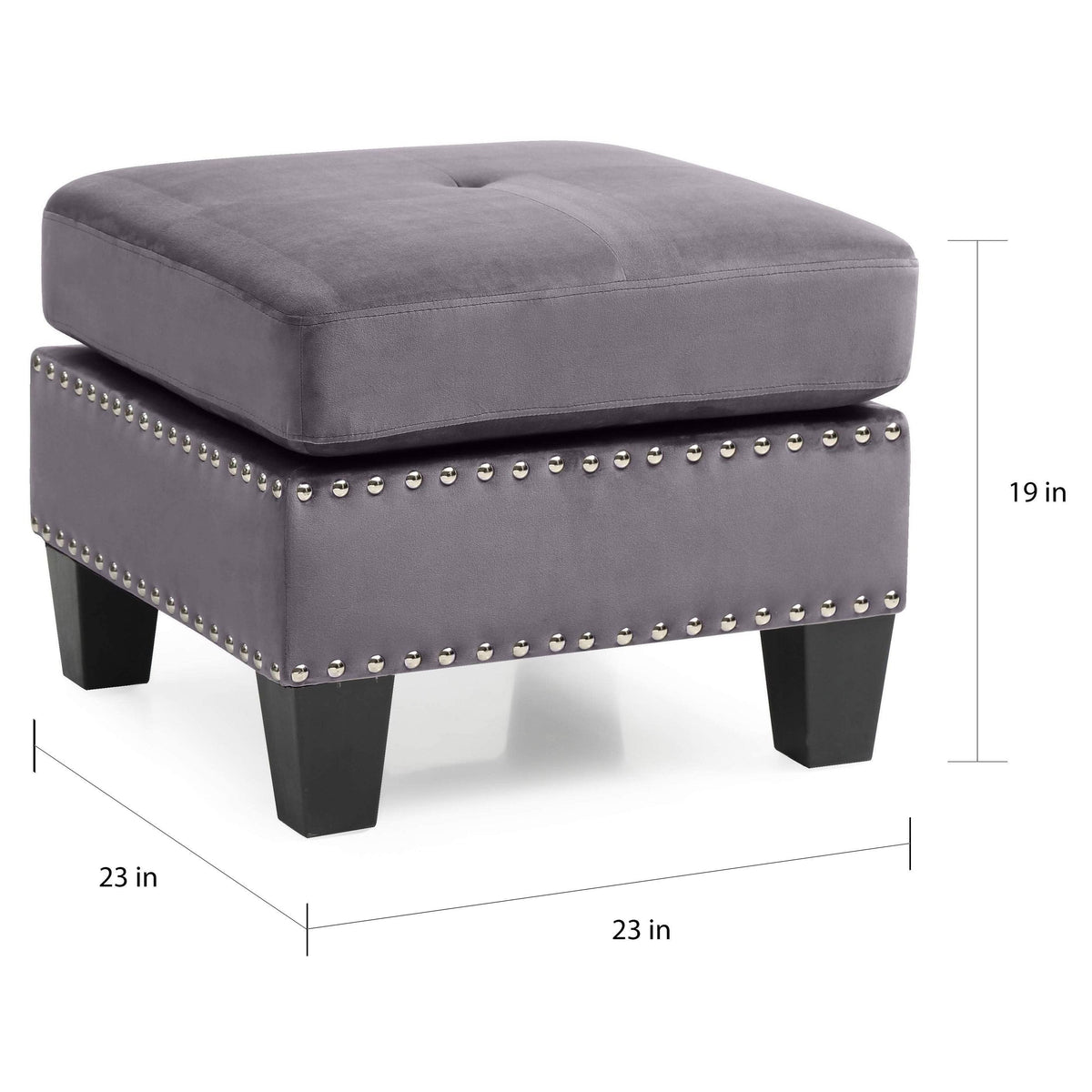 Navy Blue Tufted Velvet Ottoman D737