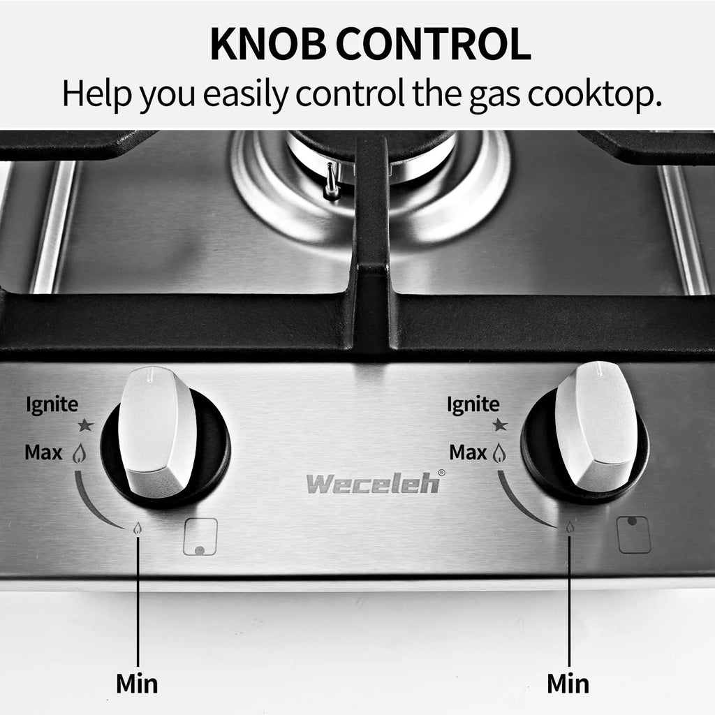 12" Dual Fuel 2 Burner Stainless Steel Cooktop V146