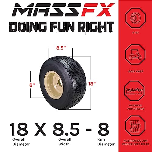 Set of 4 Beige 18x8.5-8 Golf Cart Wheels and Tires Combo K411828