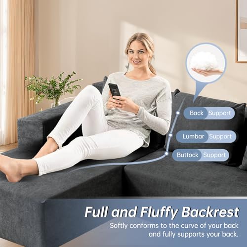 60" Memory Foam Fold Sofa Bed with 2 Pillows Dark Gray Z117600