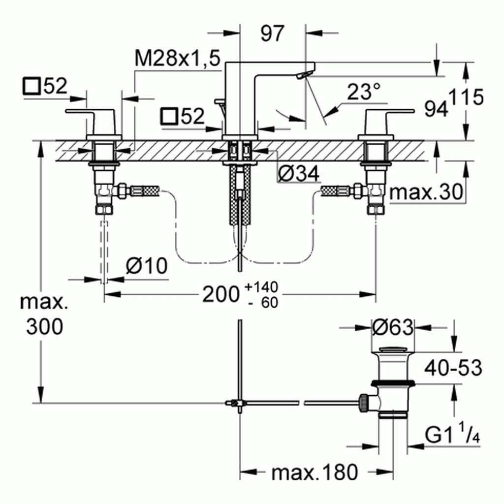 3-Hole Basin Mixer DN 15 Q9734