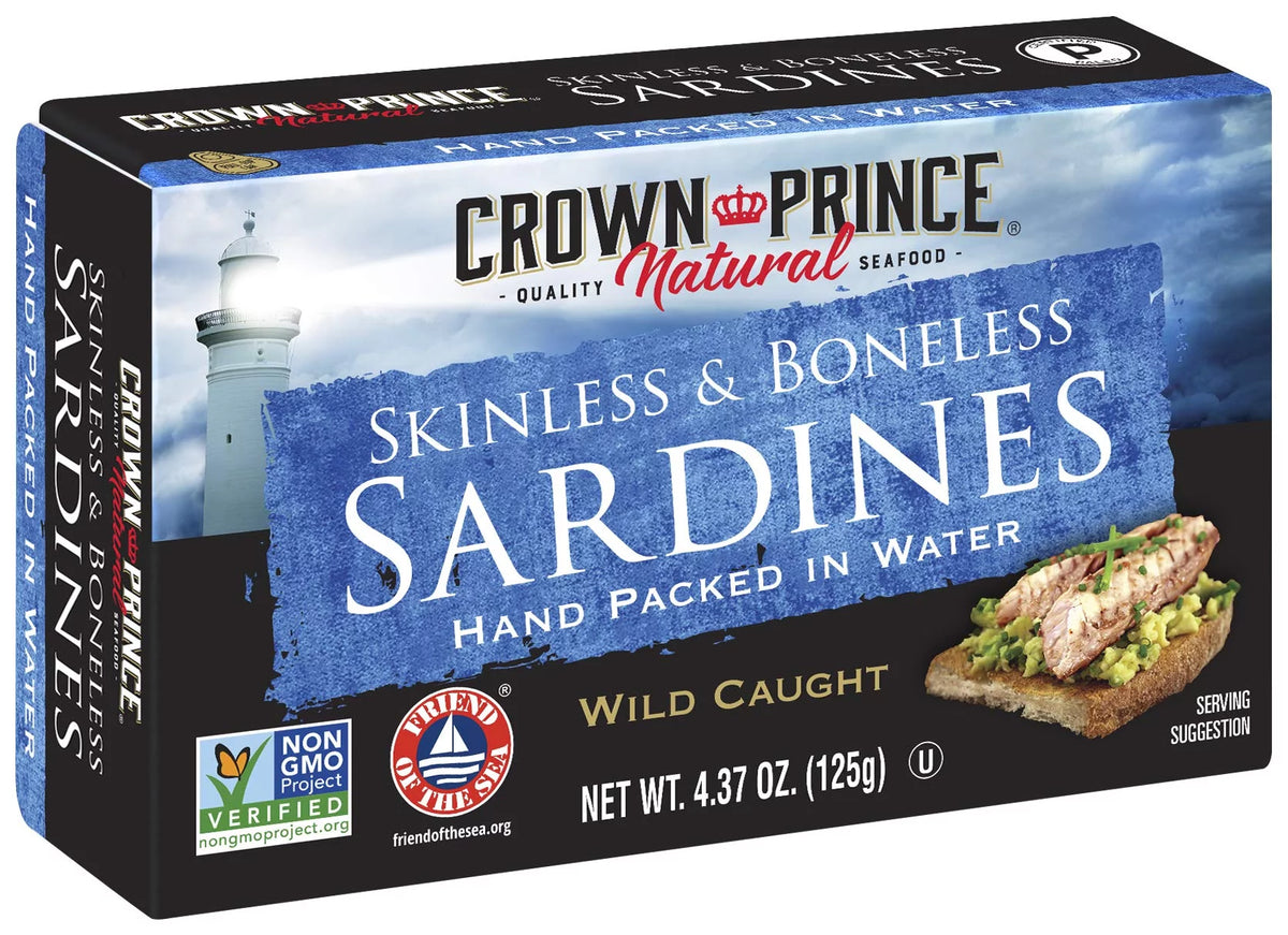 Natural Skinless Boneless Sardines in Water, 4.37 oz Cans (Pack of 12) N1567