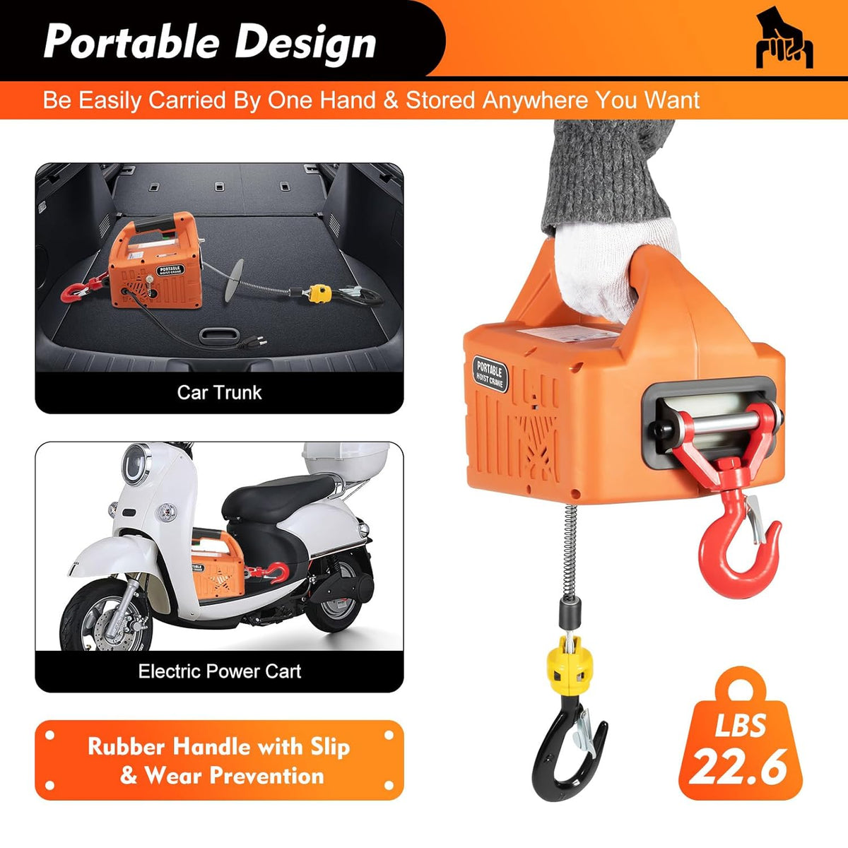 660LBS 110V 1500W Electric Hoist Winch with Wired and Wireless Remote Control E907
