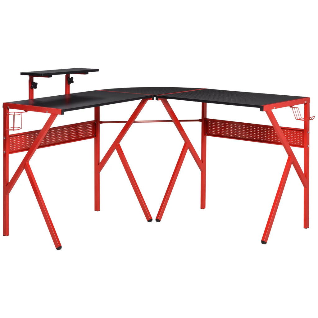 L-Shaped Gaming Corner Computer Desk with Adjustable Desk X928582