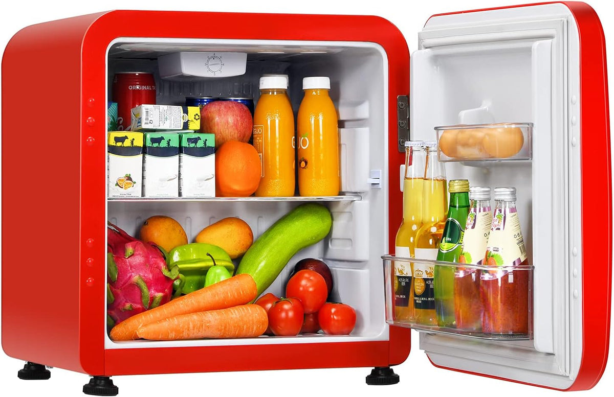 Compact Refrigerator, 1.6 cu ft Mini Fridge with Adjustable Temperature, Auto Defrost, Reversible Door, Removable Glass Shelves (Black) X238