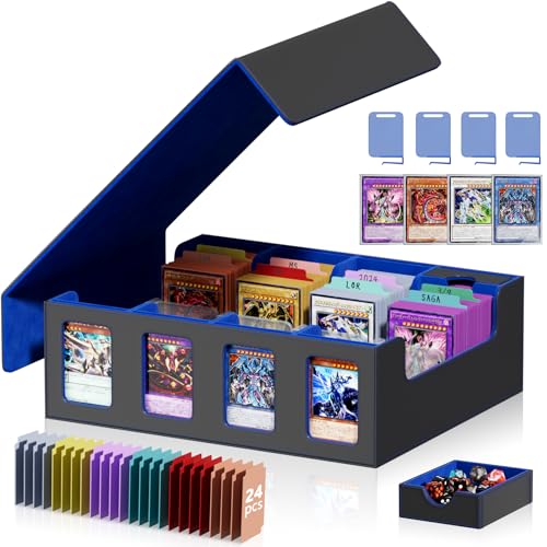Card Storage Box with 4 Rows, 24 Colorful Dividers & 8 Viewing Windows F24736