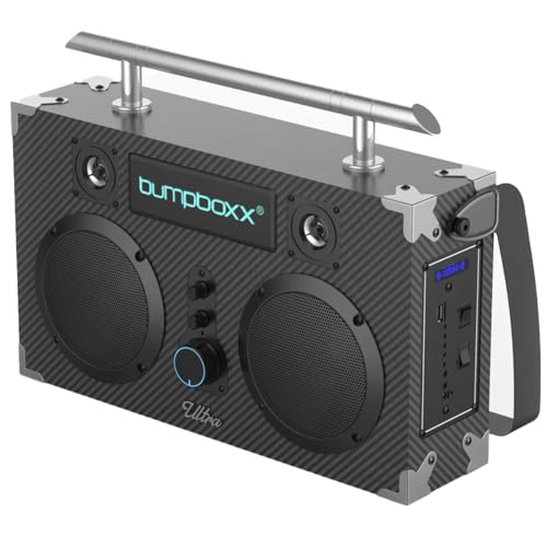Retro Bluetooth Boombox with Rechargeable Lithium Battery and Carrying Strap S6933