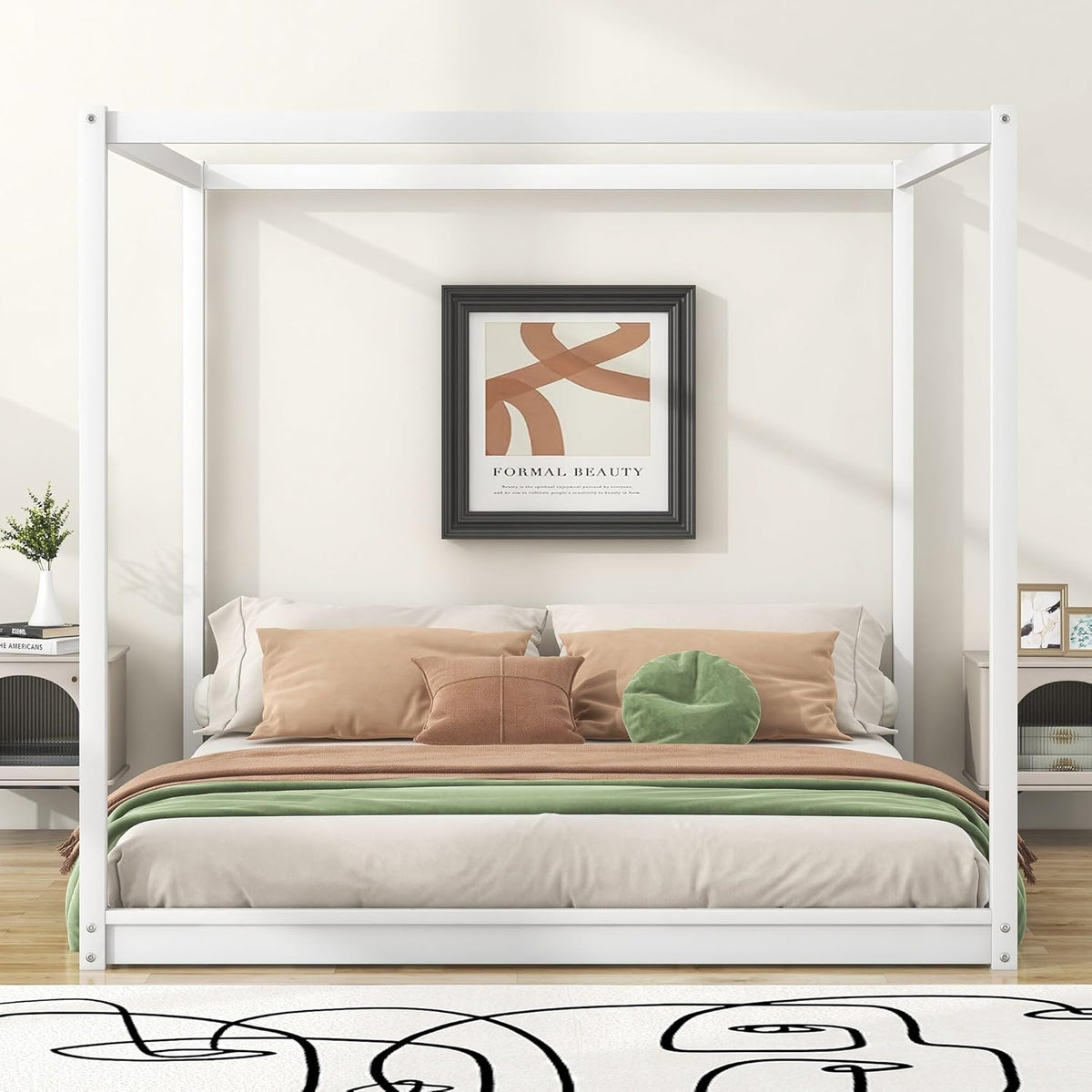 White Pine Wood Canopy Platform Bed Support Legs N793264