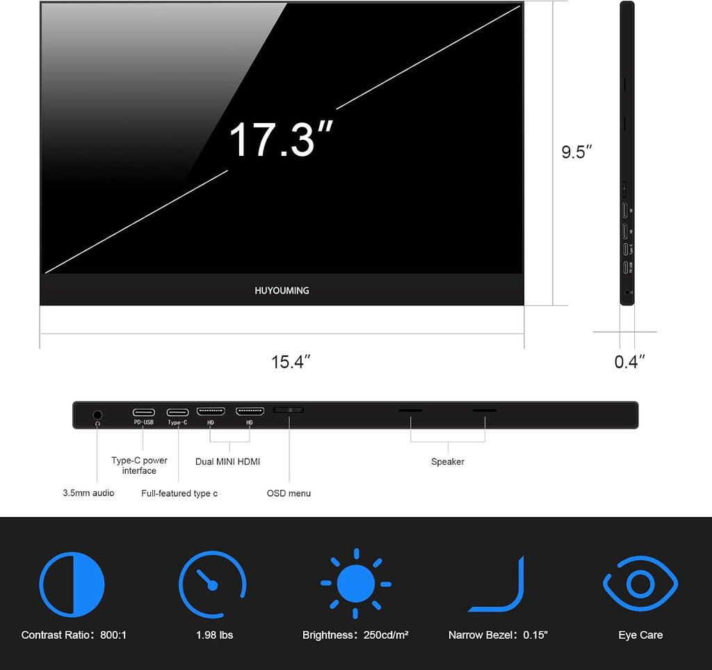 17.3 Full HD 1920x1080P IPS Portable Monitor B399