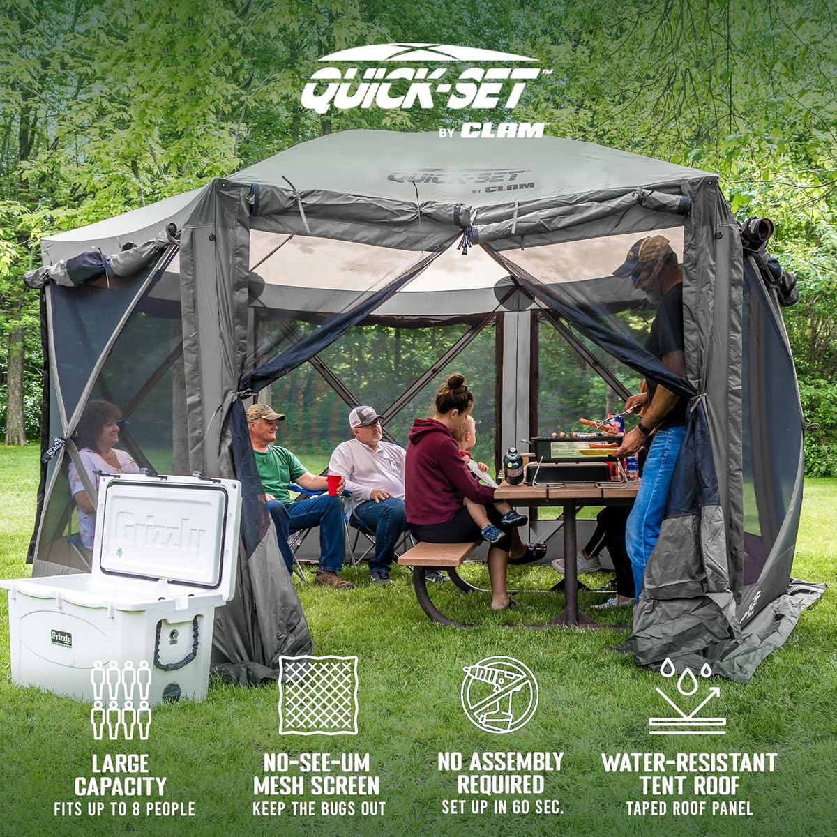 Gray 6-Sided Portable Pop-Up Camping Screen Tent with Carry Bag X447558