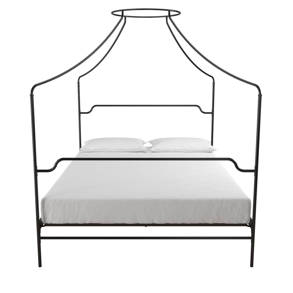 Black Metal Canopy Queen Size Bed Z165435