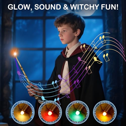 Light Up Magic Wand with Sounds, 2 Pack, Black & Brown G384