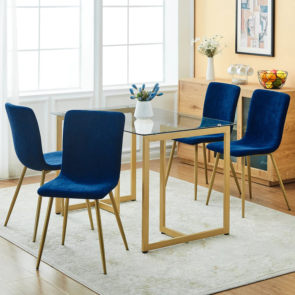 Blue Fabric Dining Chairs Set of 4 D98484