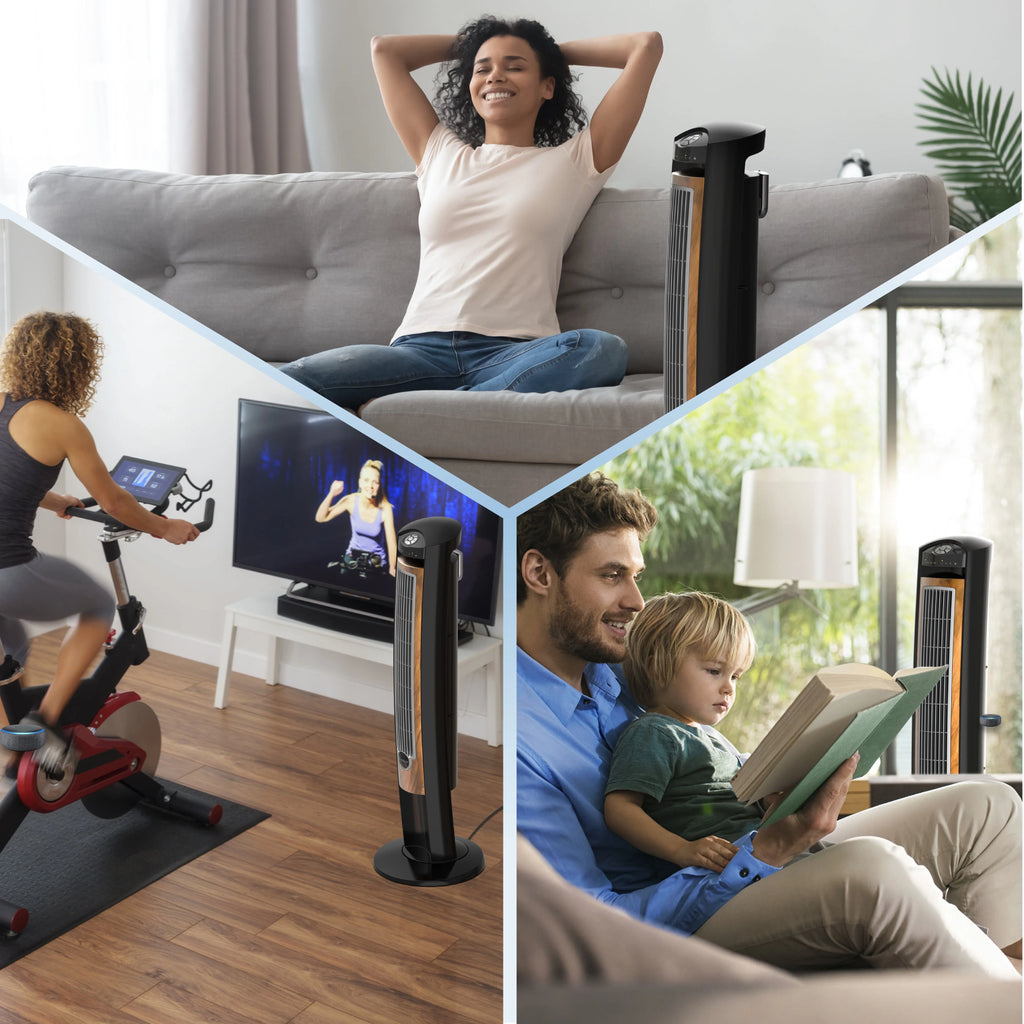 Black Brown Tower Fan with Remote Control V577