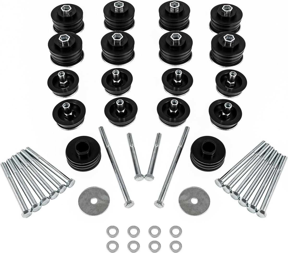Polyurethane Body Mount Bushing Kit with Steel Sleeves and Hardware S731