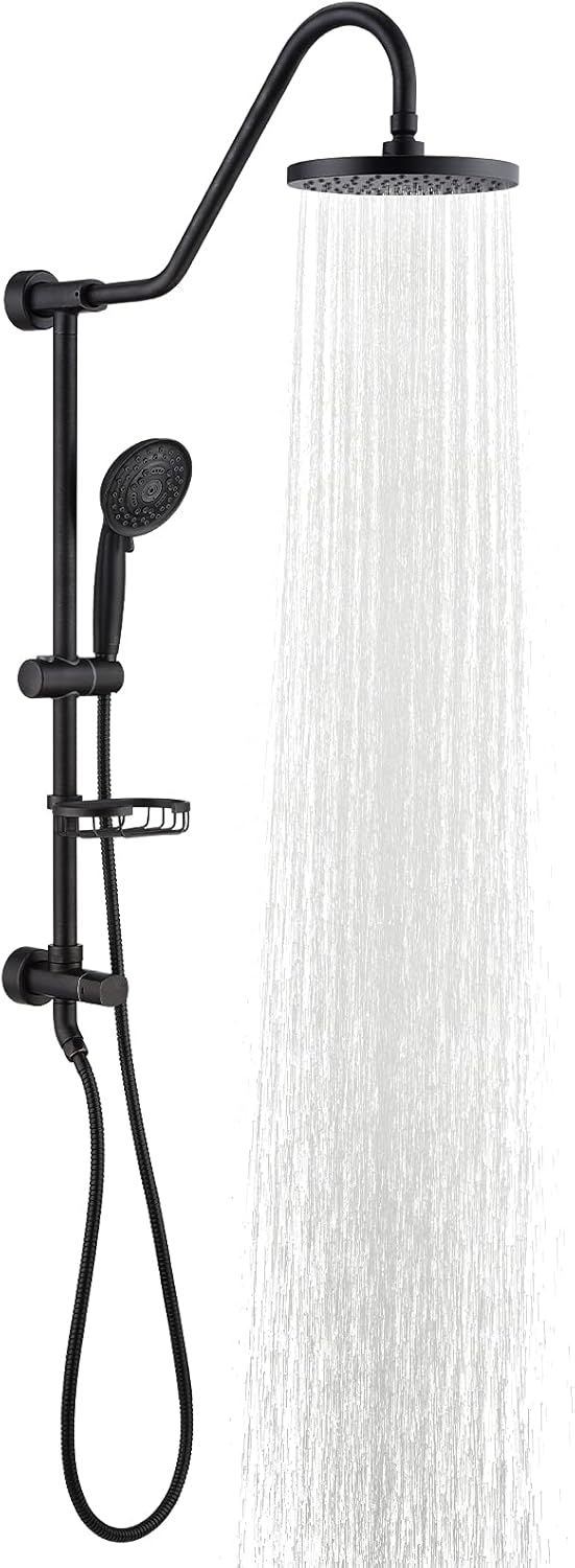 Chrome 8" Rain Shower System with Handheld and Stainless Steel Hose U87125