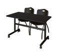 60x22 Flip Top Mobile Training Table with 2 Stack Chairs Y9034