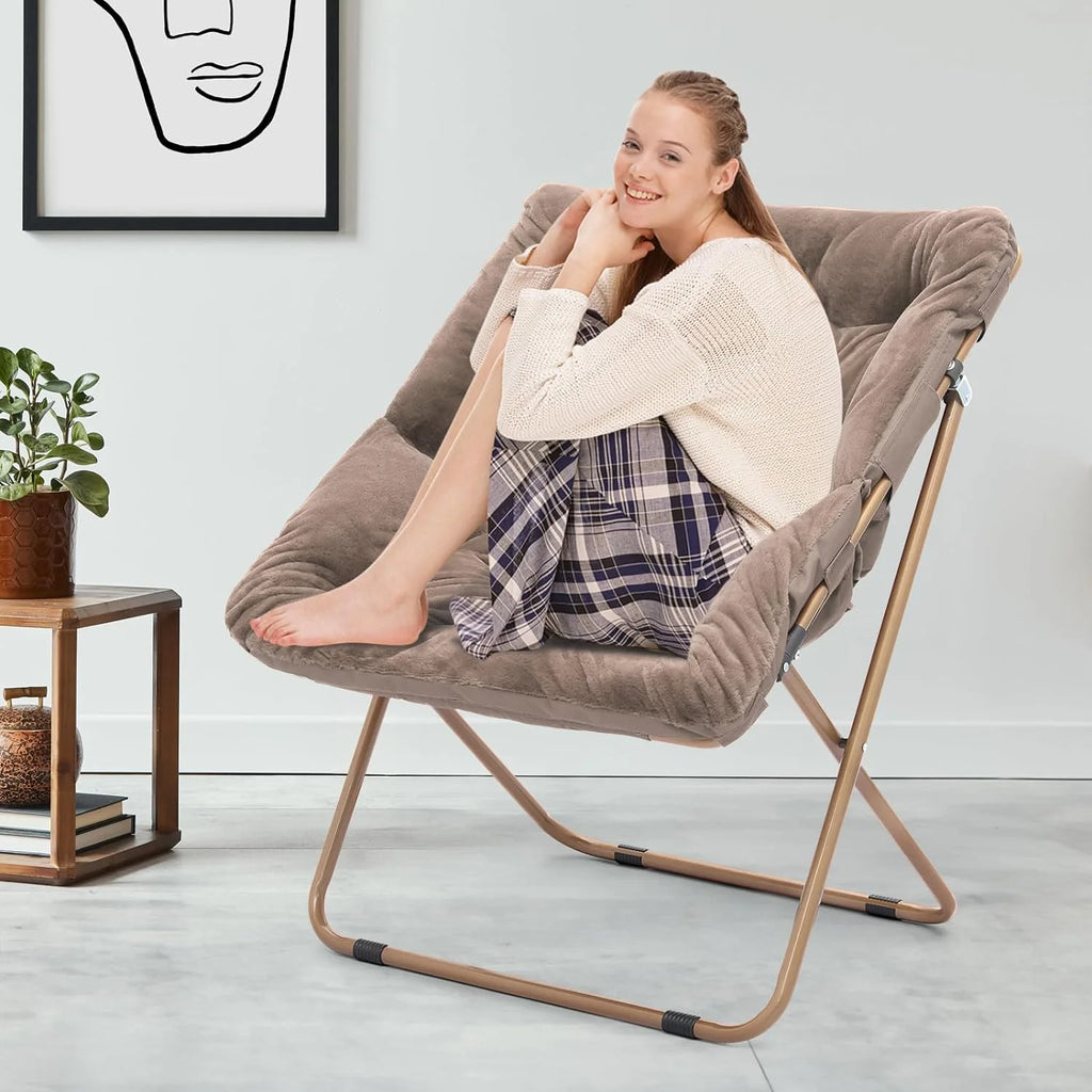 Beige Oversized Foldable Saucer Chair M919