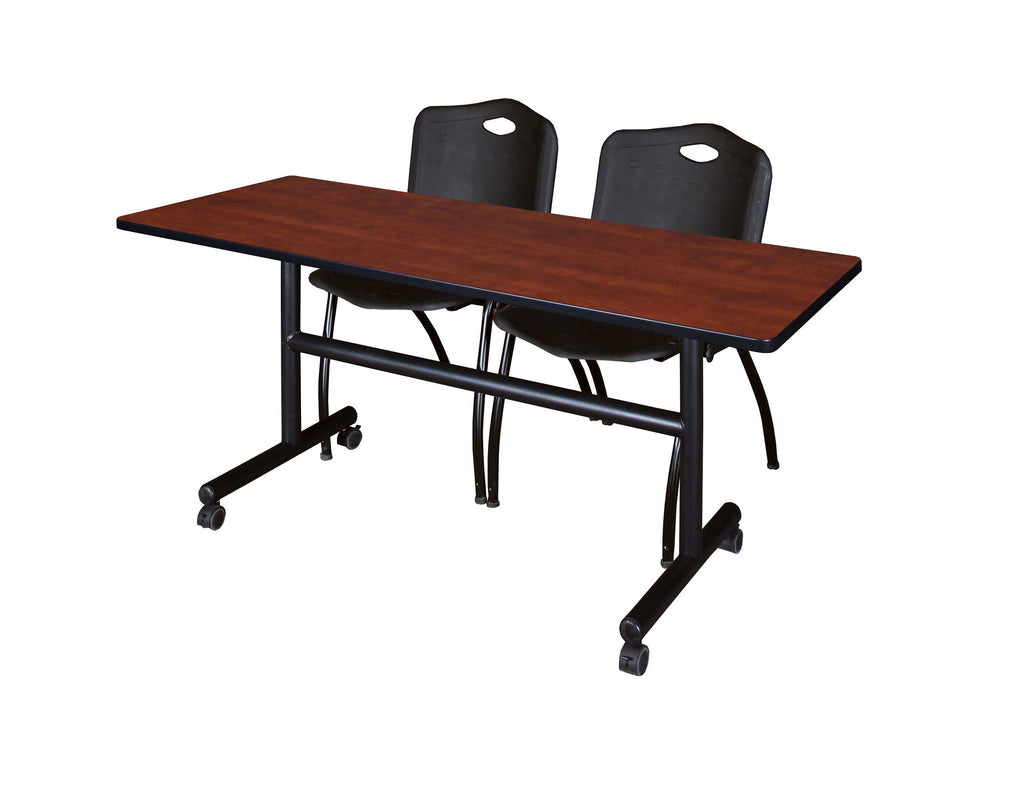 60x22 Flip Top Mobile Training Table with 2 Stack Chairs Y9034