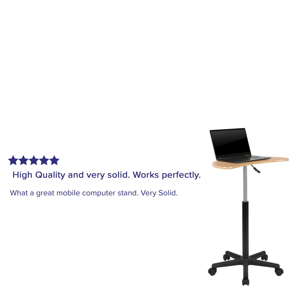 Maple Sit to Stand Mobile Laptop Computer Desk J93323