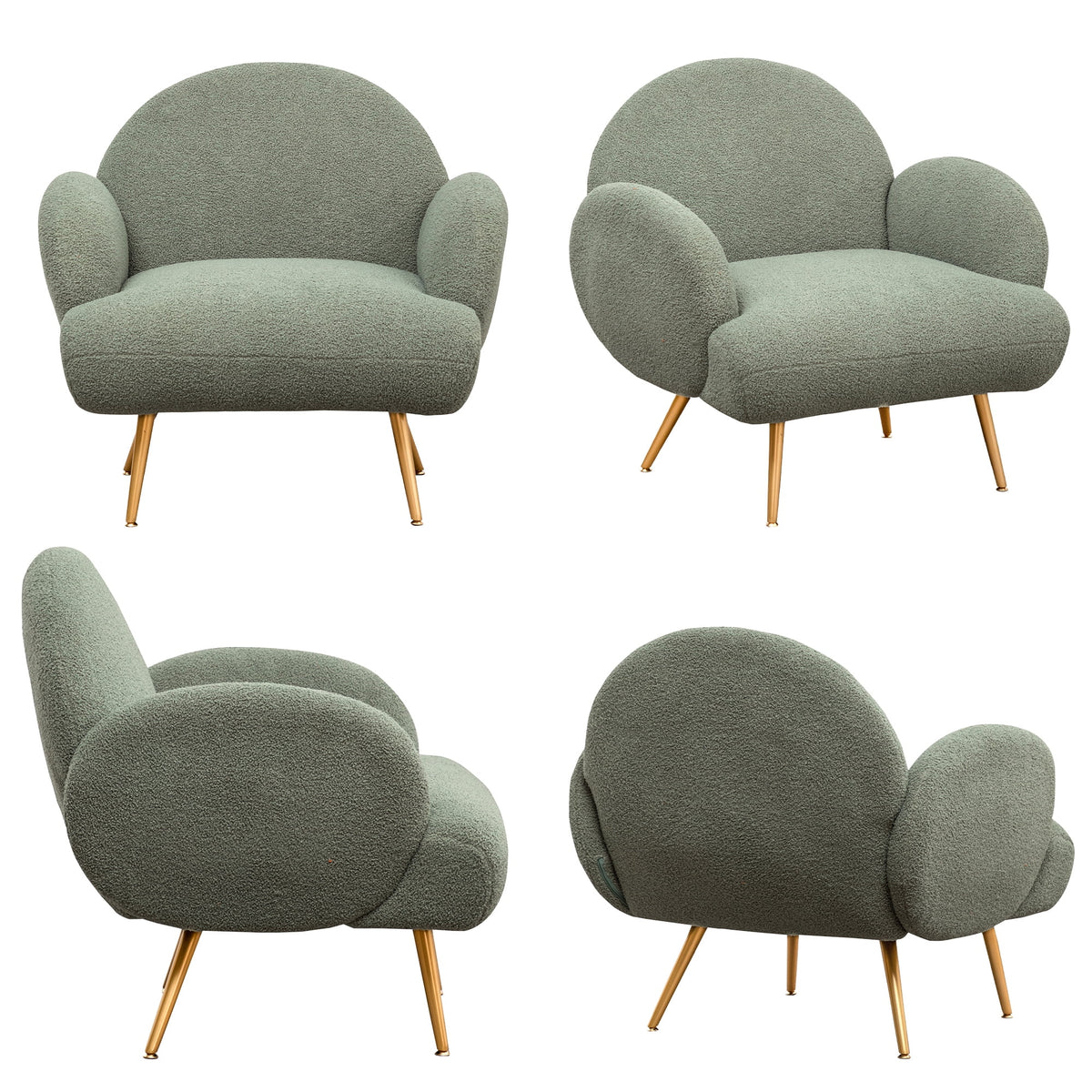 Green Upholstered Accent Chair with Metal Frame I513