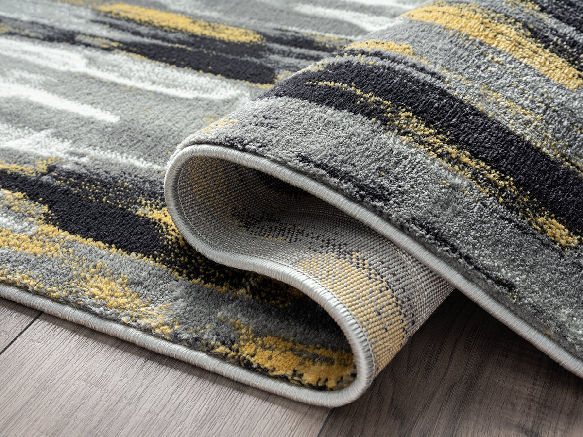 6 x 9 Grey Yellow Area Rug T8393