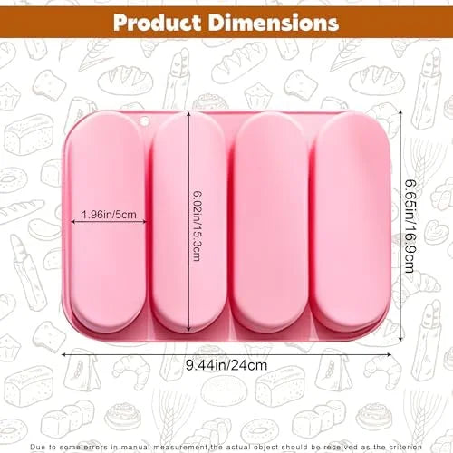 Non-Stick Silicone Hot Dog Bun Pan 4 Cup Baking Tray J868946