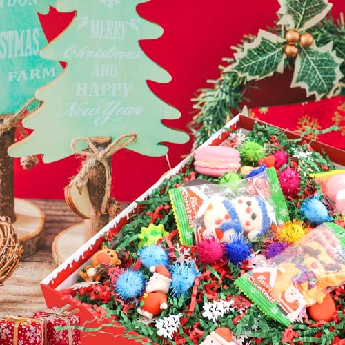 1LB Christmas Crinkle Cut Paper Basket Filler N4421