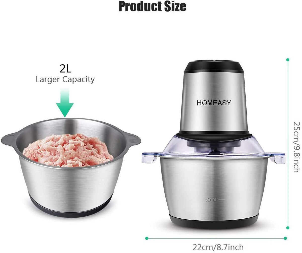 Stainless Steel Food Processor 2L 350W 8 Cups J9369