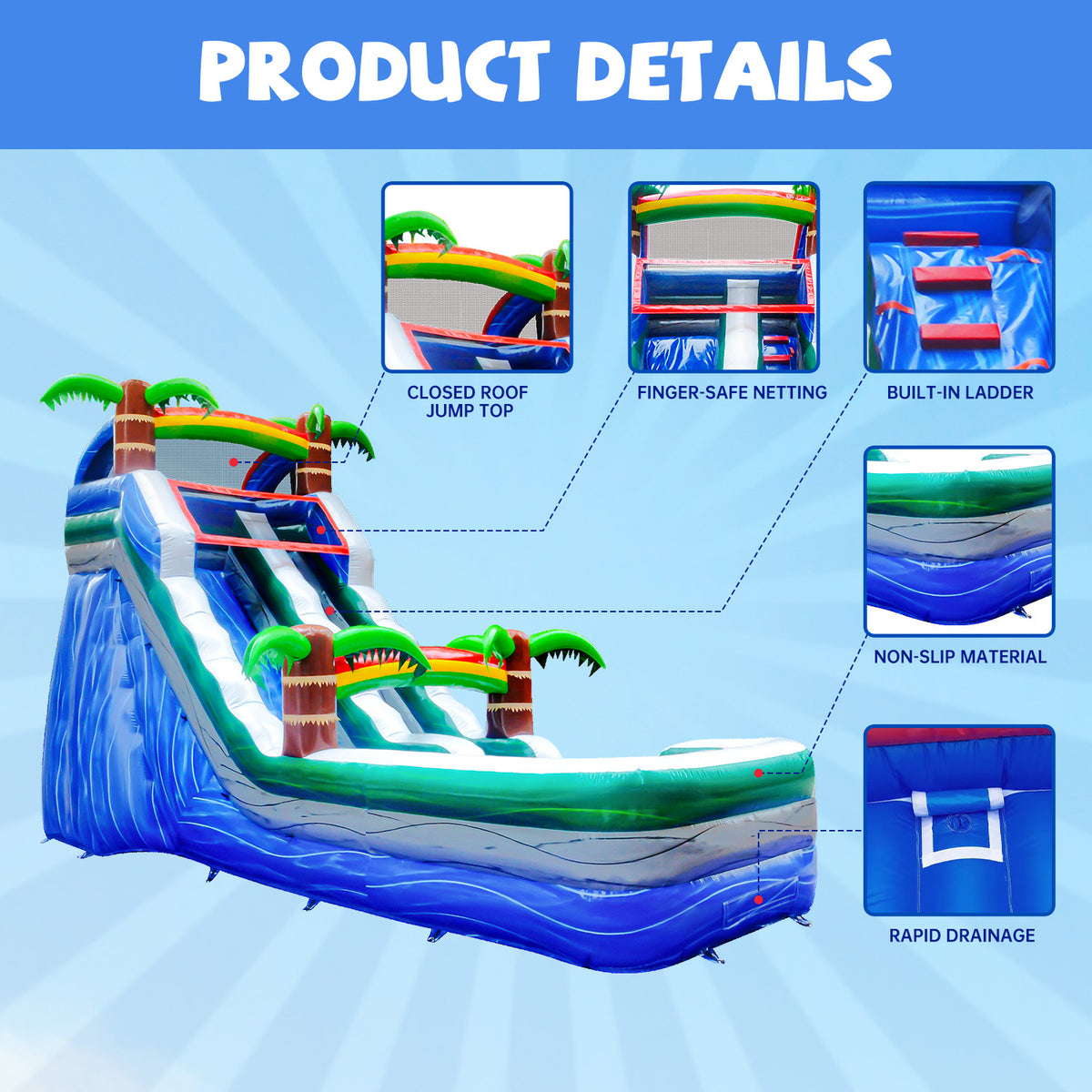 16 ft Inflatable Water Slide with Air Blower K4737