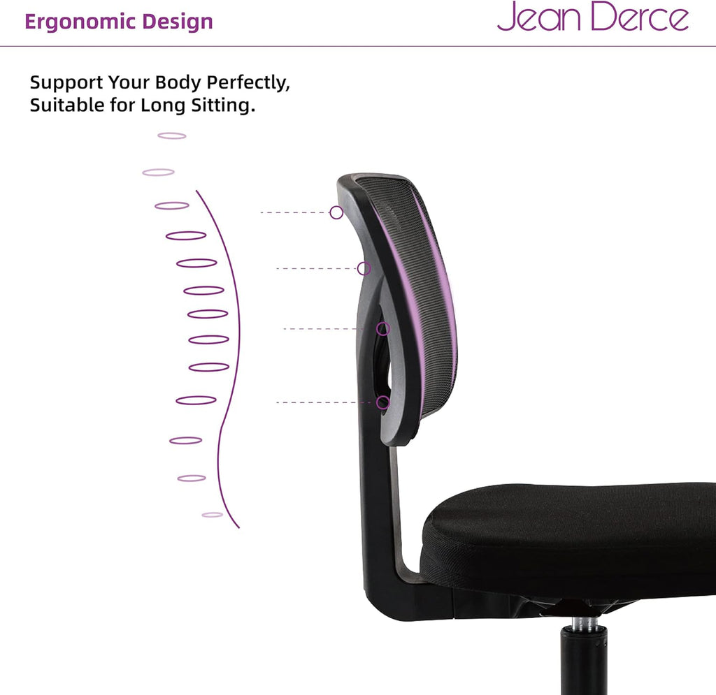 Black Armless Mesh Office Desk Chair with Swivel Casters B228131