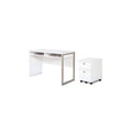 Pure White Desk and 2-Drawer Mobile File Cabinet Set V927672