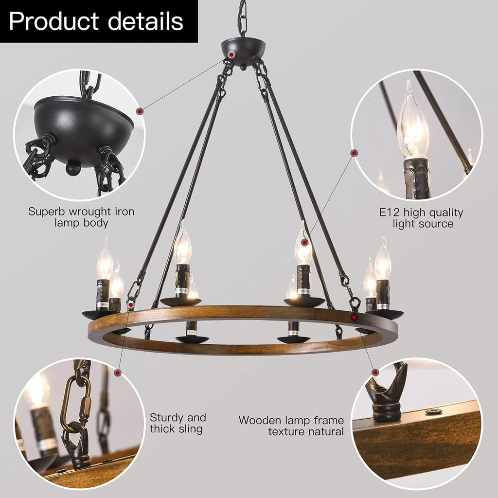 8-Lights Wagon Wheel Chandelier B3166