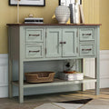 Green Console Table Buffet Sideboard with Storage Drawers Cabinets and Bottom Shelf T40674