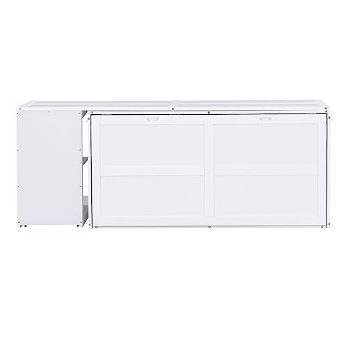 Grey Queen Size Murphy Bed with Storage Shelves D6395