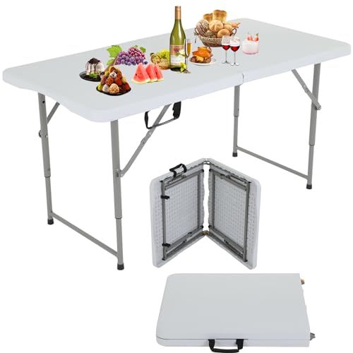 White 6ft Folding Plastic Table with Carrying Handle X6327