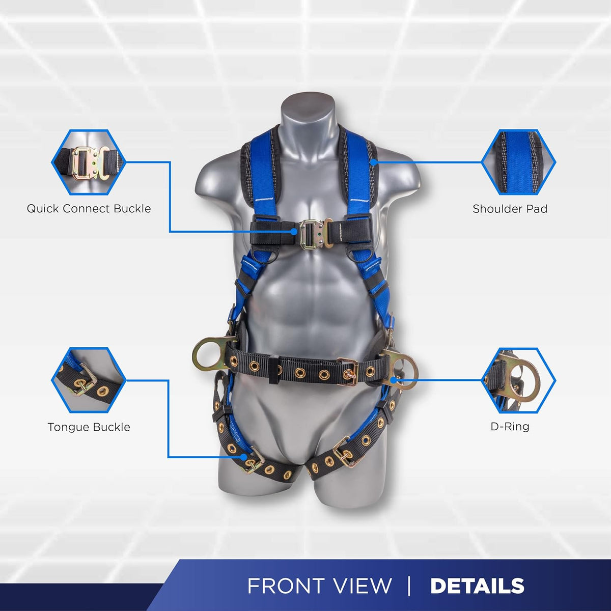 Roofing Bucket Kit with Full-Body Harness, 50' Vertical Rope & Anchor Set D9773
