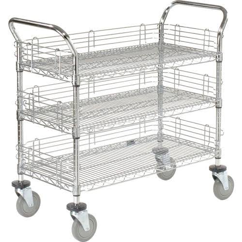 Chrome 3 Shelf Utility Cart with Polyurethane Casters K4653