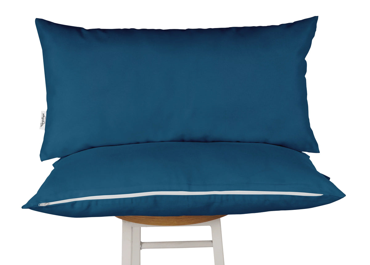 Navy Blue Set of 2 Polyester Lumbar Throw Pillow V8524