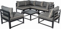 7 Pieces Patio Corner Sofa Set with Coffee Table, Gray V7559